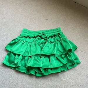 green ruffle skort